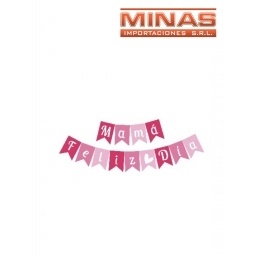 BANDERIN FELIZ DIA MAMA, TONOS ROSA.