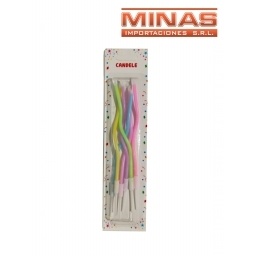 VELAS DE 10  CM + PORTAVELAS X 6 UND.TONOS PASTEL.