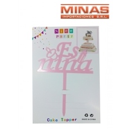 CAKE TOPPER ES NIA, TONO ROSA.