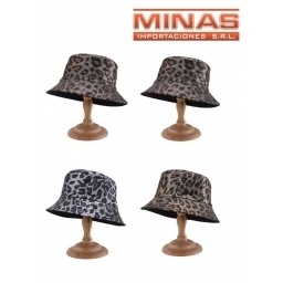 SOMBRERO BUCKET ANIMAL PRINT, TALLE 58, 4 COLORES.