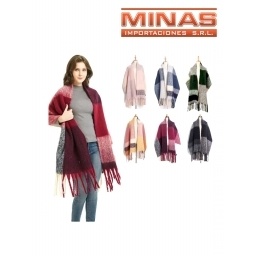 PASHMINA 50 CM X 180 CM,RECTANGULOS, 6 COLORES.