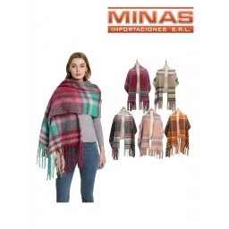 PASHMINA 50 CM X 180 CM, ESCOSESA, 6 COLORES.