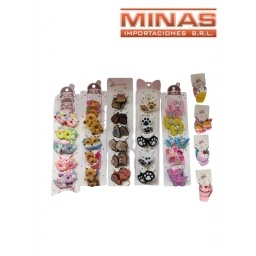 COLITAS CON APLIQUE DE GOMA  X 5 PARES, 6 MODELOS, $ 12 CU.