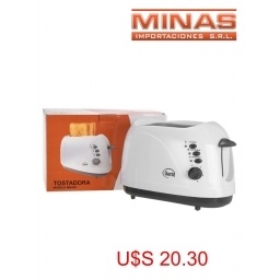 TOSTADORA PARA 2 REBANADAS, 700 W, 6 NIVELES DE TOSTADO, DESCONGELA, COLOR BLANCO.
