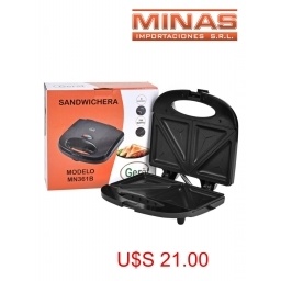 SANDWICHERA PARA 4 SANDWICH, 750 W, PLACA ANTIADHERENTE, COLOR NEGRO.