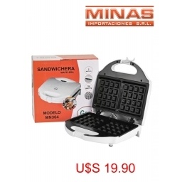 WAFFLERA PARA 2 WAFFLES, 750 W, PLACA ANTIADHERENTE, COLOR BLANCO.