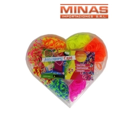 KIT DE GOMITAS PARA PULSERAS,CORAZON.