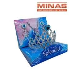 CORONITA CELESTE + PENDIENTES + ANILLO + COLLAR.