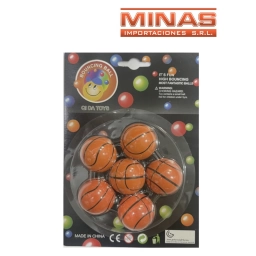 MINI PELOTAS DE GOMA X 6 UND,BASKET.