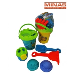BALDE PECESITO + REGADERA + 6 ACC. DOS COLORES.