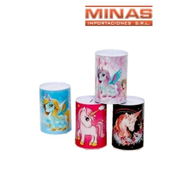 ALCANCIA LATA 8 CM X 12.5 CM,UNICORNIO.