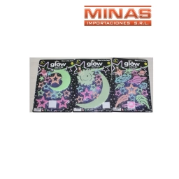 SET DE ESTRELLAS, LUNA, SOL Y PLANETAS,ADHESIVAS,FLUORESCENTES, 3 DISEOS.