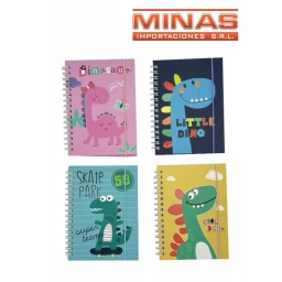 LIBRETA DINOSAURIOS X 60 PAGINAS, 4 DISEOS.
