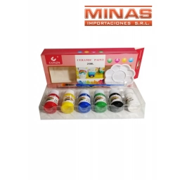 PALETA + PINCEL + 6 PINTURA DE CERAMICA DE 25 ML.