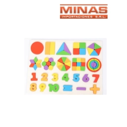 PUZZLE FORMAS Y NUMEROS DE 23 CM X 30 CM,DE MADERA.