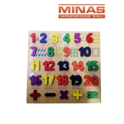 PUZZLE NUMEROS DE MADERA 30 CM X 30 CM.