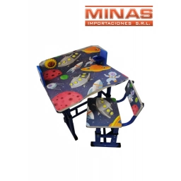 ESCRITORIO + SILLA, CON PORTALAPICES, 70 CM X 45 CM, ASTRONAUTA.