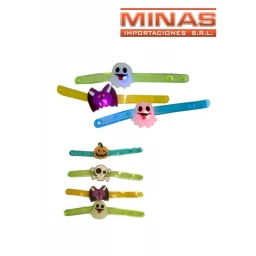 PULSERA HALLOWEEN CON LUZ X 13 CM,VARIOS DISEOS.