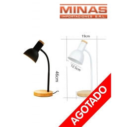 LAMPARA CON BASE DE MADERA NEGRA O BLANC