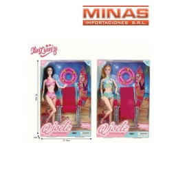 MUECA BAISTA, ARTICULADA DE 30 CM + 3 ACCESORIOS PARA LA PLAYA.