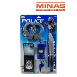 KIT DE POLICIA CON CUCHILLO + 4 ACCESORIOS.