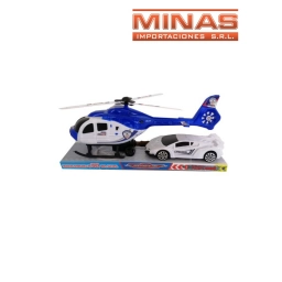 HELICOPTERO POLICIAL + AUTO DE CARRERA.
