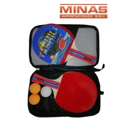SET DE PING PONG, 3 PELOTAS + 2 PALETAS, CON ESTUCHE.