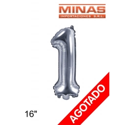 GLOBO N 1, DE 16 PULGADAS, PLATEADO.