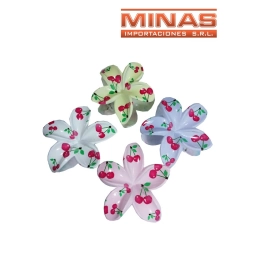 PINZAS IBISCO CON CEREZAS, DE 8 CM X 12 UND, 4 COLORES, $ 25 CU.