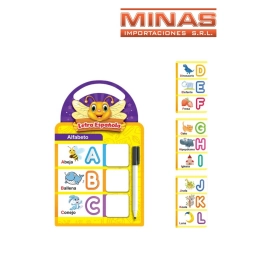 LIBRO CON ESPIRAL DE 10 PAGINAS + MARCADOR BORRABLE,ALFABETO.