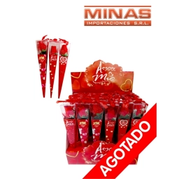 CONO CON PIMPOLLO ROJO DE 30 CM X 24 UND,TE AMO $55 C/U.