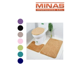 JUEGO DE 3 ALFOMBRAS PARA BAO, GRANDE DE 80 CM X 50 CM,VARIOS COLORES.