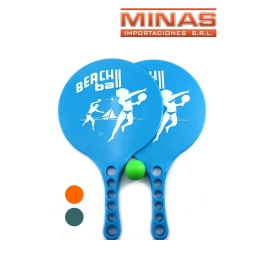 PALETA DE PLAYA CON PELOTA 3 COLORES