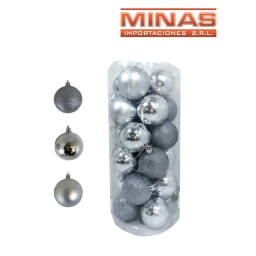 ESFERA DE NAV.DE 7 CM  X 24 UND, PLATEADO..