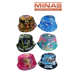 SOMBRERO INFANTIL BRAINROT,PESCADOR, 8 DISE�OS.