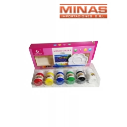 PALETA + PINCEL + 6 PINTURAS  ACRILICA DE 25 ML.