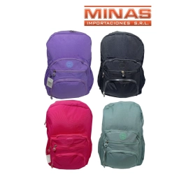 MOCHILA GRANDE DE 45 CM CON 4 CIERRES. 4 COLORES.