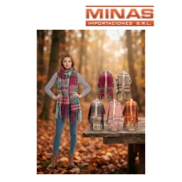 PASHMINA 50 CM X 180 CM, ESCOSESA, 6 COLORES.