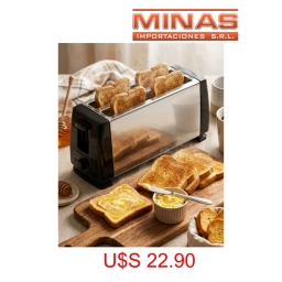 TOSTADORA GERAT PARA 4 REBANADAS, 1400 W, 6 NIVELES DE TOSTADO, AC. INOXIDABLE CON NEGRO.