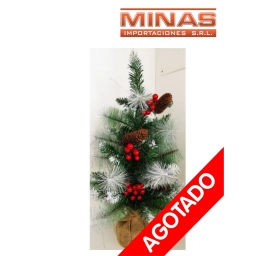 ARBOL VERDE CON NIEVE Y CON PI�AS Y BAYAS X 60 CM.