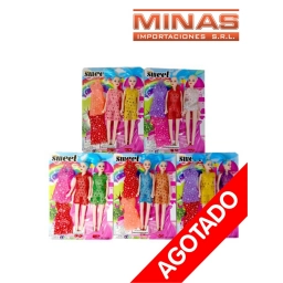 DOS MU�ECAS Y VESTIDO 35 X 26 CM
