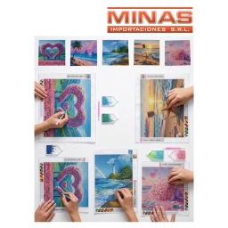 PINTURA CON DIAMANTE 5 D, LAMINA DE 20 CM X 20 CM, VARIOS COLORES.