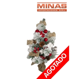 ARBOL VERDE CON NIEVE Y ADORNOS VARIADOS X 60 CM.