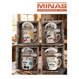 TAZA + PLATO + CUCHARA,FELIZ DIA PAPA, 4 MODELOS.