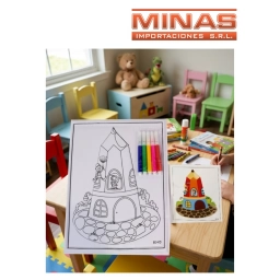 LAMINA PARA COLOREAR + 5 MARCADORES, VARIOS DISE�OS.