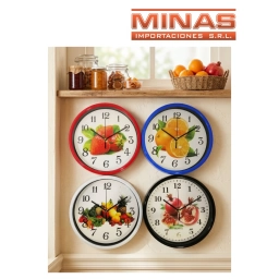 RELOJ DE PARED 25 CM,FRUTAS.