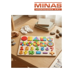 PUZZLE FORMAS Y NUMEROS DE 23 CM X 30 CM,DE MADERA.