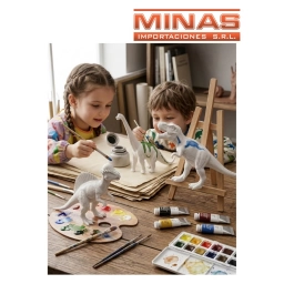 DINOSAURIO + 6 PINTURAS + PINCEL.