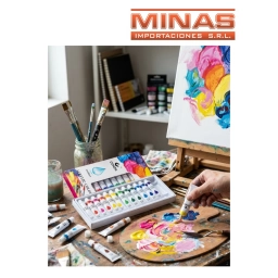 SET DE 12 POMOS DE PINTURA ACRILICA X 25 ml CU.