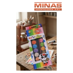 ACUARELAS  X 16 COLORES + PINCEL.